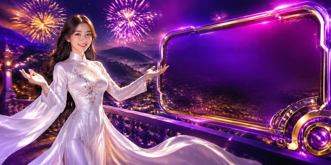 Người phụ nữ mặc áo dài chơi slot game trên điện thoại tại vùng núi Sapa